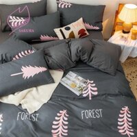 Sales Chính Hãng- Set 4 món chăn ga gối cotton poly cao cấp Cây Thông Hồng Pink -BST Chăn Ga Gối Poly