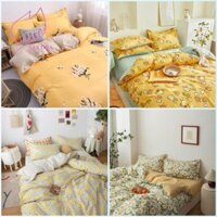 Sales Chính Hãng- Set Chăn Ga Gối Đệm Poly Cotton 100% Vintage Hoa Vàng- BST Chăn Ga Gối Cotton Poly