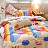 Sales Chính Hãng- Set Chăn Ga Gối Đệm Poly Cotton 100% Cao Cấp Caro 7 Sắc Màu Sweet Dream -Chăn Ga Gối Cotton Poly