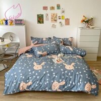 Sales Chính Hãng- Set Chăn Ga Gối Đệm Poly Cotton Nhập Khẩu Thỏ Burny Kẻ BBR - BST Chăn Ga Gối Poly