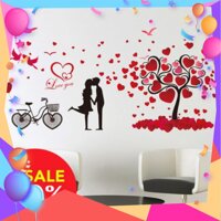 [SALES] Decal giấy dán tường cặp tình nhân cây trái tim
P6078