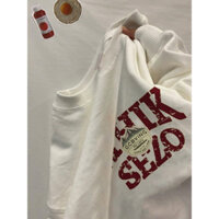 SALMO Áo thu đông nữ trắng cổ tròn oversize áo nỉ dài tay form rộng unisex 100%Cotton