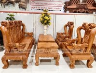 Salon Gỗ Hương Đá Tay 14 Chạm Đào Nghê Đẳng Cấp - SL3029