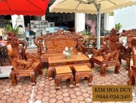 SALON GỖ TRÀM TRIỆN TAY 12 RỒNG KHUỲNH BÀN CHẠM