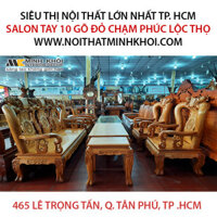 Salon Tay 10 Gõ Đỏ Chạm mặt liền Phúc Lộc Thọ - SL962