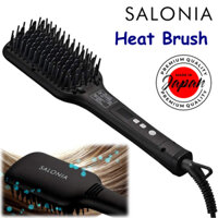 SALONIA | Heat Brush [Wide/Slim] Hair Iron Straight Negative Ion Bangs Curl outside spring SL-012BK Compatible with overseas countries Professional specification/Beauty/Hair care [Black] [Direct from Japan]