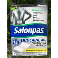 Salonpas Miếng dán LIDOCAINE Giảm đau 4% Gel-Patch - Hộp 15 miếng_ Hàng Mỹ chính hãng