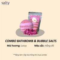 [Salty] Combo Bathbomb / Bubble Salt / Bubble Gel hương Lotus ( tặng kèm hoa hồng )