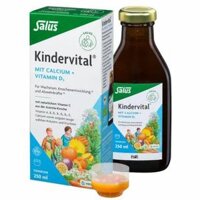SALUS Kindervital - Siro bổ sung D3 + Canxi tăng chiều cao, chống còi xương, suy dinh dưỡng từ trái cây, lọ 250ml