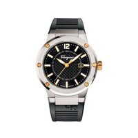 SALVATORE FERRAGAMO FIF010015 F-80 LUMINOUS BLACK RUBBER DATE WRISTWATCH 44MM