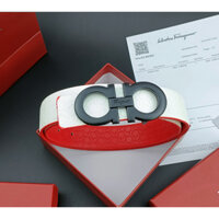 Salvatore Ferragamo Philagmu Họa tiết móng ngựa trắng Da thật dành cho doanh nhân Thắt lưng nam thông thường