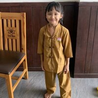 (SẪM bé gái) Quần áo trẻ em, bộ quần áo Phật tử, đồ lam đi chùa mẫu nữ vải Kate