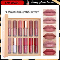 Sam SUGAR 12 Cái / hộp Nhung Matte Lip Gloss Set Chống Thấm Nước Lâu Dài Bộ Son Môi Lỏng Lấp Lánh Matte Lips Trang Điểm Hàng Ngày Mỹ Phẩm Nữ