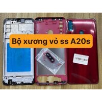 Sam sung A20S /Bộ xương viền+vỏ+khay sim+kính camera+phím bấm điện thoại samsung A20S