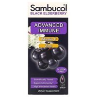 Sambucol Black Elderberry Syrup Advanced Immune Vitamin C + Zinc Natural Berry 4 fl oz (120 ml)