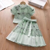[Same Day Delivery]Girls' Chinese Style Mamian Skirt Set2024Summer New Children's Ancient Style National Style Girl's Traditional Costume Tang Suit Hanfu