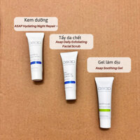 Sample kem dưỡng Asap Hydrating Night Repair, Asap Soothing Gel - Tẩy da chết Asap Daily Exfoliating Facial Scrub