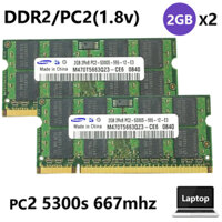 SAMSUNG Bộ 2 Thẻ Nhớ 2gb / 4gb (2gb) pc2 5300s pc2 6400s ddr2 667mhz 800mhz 200pin Cho laptop