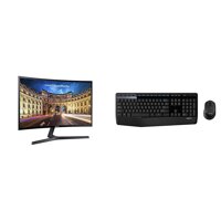 Samsung Electronics LC27F398FWNXZA Samsung Electronics C27F398 27" Curved Monitor & Logitech MK345 Wireless Combo – Full-Sized Keyboard with Pa...