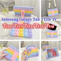 Samsung Galaxy Tab 3 Lite Case Tab 3V T110 T111 T113 T115 T116 7.0-inch Lanyard Rainbow Pattern Soft Silicone Case Shockproof Tablet Cover