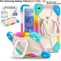 Samsung Galaxy Tab A9 8.7" X110 X115 A9+ A9 Plus X210 SM-X216 SM-X218 11" Tablet Soft Silicone Case With pen slot 360° Rotatable Handheld Portable Handle Stand Holder assembled