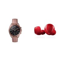 Samsung Galaxy Watch 3 (41mm, GPS, Bluetooth) Smart Watch - Mystic Bronze (US Version) with Samsung Galaxy Buds+ Plus, True Wireless Earbuds, Red –...