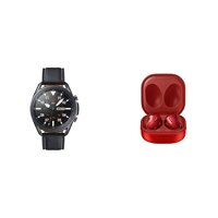 Samsung Galaxy Watch 3 (45mm, GPS, Bluetooth, Unlocked LTE) Smart Watch - Mystic Black with Samsung Electronics Galaxy Buds Live, T, Mystic Red