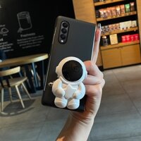 Samsung Galaxy Z Fold 6 5 4 3 2 5G Màu Kẹo Thời Trang Hoạt Hình Dễ Thương Không Gian Lớn Phi Hành Gia Giá Đỡ Da Mờ Vỏ Điện Thoại