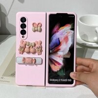 Samsung Galaxy Z Fold 6 5 4 3 2 5G Girl Thời Trang Hoạt Hình Dễ Thương Thỏ Anh Đào Giá Đỡ Giá Đỡ Da Mờ Bảo Vệ