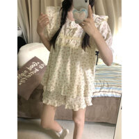 [SẴN] 340_Bộ ngủ, pijama nữ ngắn tay hpa nhí cổ bèo chất cotton   | Hàng QCCC | 9scat