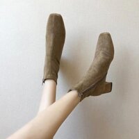 (Sẵn 35/38) Boots cao cổ gót 5cm style thanh lịch Hàn Quốc tôn dáng hàng Quảng Châu PI