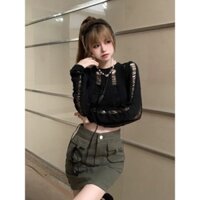 (Sẵn - Ảnh thật) ÁO CROPTOP RÁCH 2IN1 A120 | Sugarblingbling