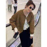 [Sẵn/ ảnh thật] Áo Khoác Lông Cừu Nữ Viền Màu Cúc Ngọc Dáng Dài2 Lớp Hàng QC Loại 1