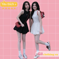 [SẴN] (Ảnh thật +video) Váy sát nách len tăm thêu nơ ngực chân váy bí phồng 2 lớp chất đẹp tôn dáng Váy body Váy phồng