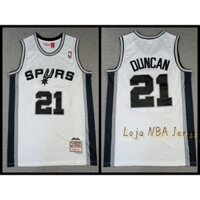 San Antonio Spurs #21 Tim Duncan Mitchell & Ness 1998-99 màu trắng Hardwood Classics De Basquete Áo đấu NBA