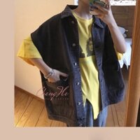 (SẴN) Áo khoác jeans gile bò nam nữ unisex phong cách bụi bặm dáng rộng ullzang hàn quốc A00028