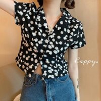 sẵn ÁO SƠ MI HOA CÚC FORM NGẮN