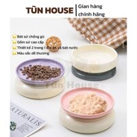 [Sẵn] Bát ăn sứ chống gù cho chó mèo, bát ăn sứ thiết kế 2 mặt thuận tiện- Tũn House