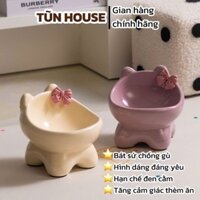 [Sẵn] Bát ăn sứ chống gù và mỏi cổ cho thú cưng hính dáng đáng yêu- Tũn House