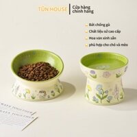 [Sẵn] Bát ăn sứ chống mỏi cổ/ bát ăn chống gù cho chó mèo- Tũn House