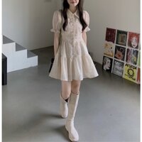 (Sẵn Be S)  Váy tiểu thư tay phồng kiểu Pháp