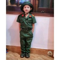 🤗(Sẵn) Bộ đồ hóa trang chú Bộ đội kèm mũ tai bèo/ Bộ đồ hóa trang Ngành Nghề cho Bé Trai Bé Gái
