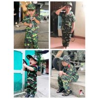 (Sẵn) Bộ đồ Lính Rằn Ri Trẻ Em/ Trang phục Lính Rằn Ri cực kỳ dễ thương bằng vải kaki cho bé trai và bé gái