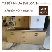 [Sẵn bồn vòi] Tủ bếp nhựa Đài Loan dài 2m rộng rãi đa năng - Giá xưởng NEW 100%