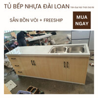 [Sẵn Bồn Vòi] Tủ bếp nhựa Đài Loan ngang 2m giá xưởng - Chống ẩm, chống mối Freeship HCM