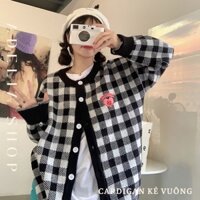 Sẵn - Cardigan Tiểu Thư | Áo Khoác Len Caro Ulzzang Cổ Tròn Dài Tay 3 Màu Pastel, Cardigan Len Nữ Hàn Quốc 2022