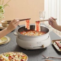 [Sẵn+Chính hãng] Nồi lẩu nướng điện tháo rời kèm khay hấp inox dung tích 4L 1500W BEAR DHG-C40W2 màu trắng BH 12 tháng