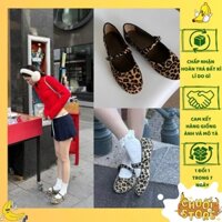 [SẴN + CHUẨN HÀNG QC] Giày búp bê dáng bale mũi tròn da beo kiểu pháp xinh lạ cho nữ đi học đi làm đi chơi mix đồ xinh