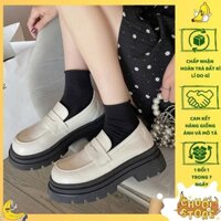 SẴN + CHUẨN HÀNG QC Giày oxfod mũi tròn da pu đế răng chưa chống trượt đi học đi chơi cho nữ style hàn quốc
