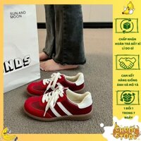 [SẴN + CHUẨN HÀNG QC] Giày sneaker màu đỏ phong cách nang động trẻ trung da mềm mịn mix đồ xinh cho nữ phối sọc basic